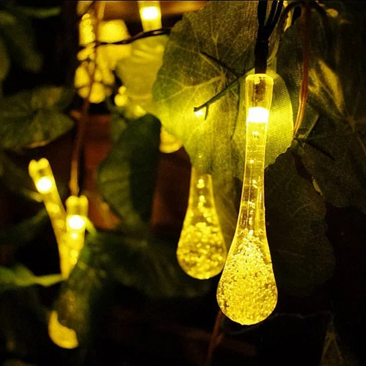 20 LED Solar String Lights | Realistic Dew Drop Design | Waterproof