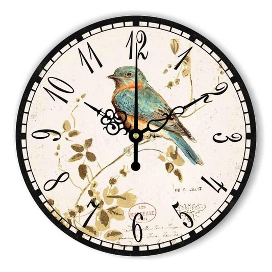 Avian Elegance: Vintage Bird Silent Wall Clock