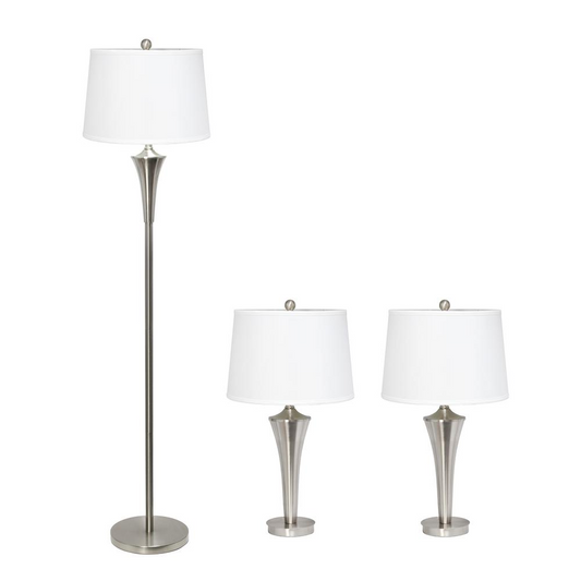 Meadow Brushed Nickel Tapered Lamp Set