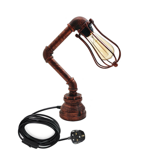 Quantum Modern Industrial Table Lamp with Wire Cage